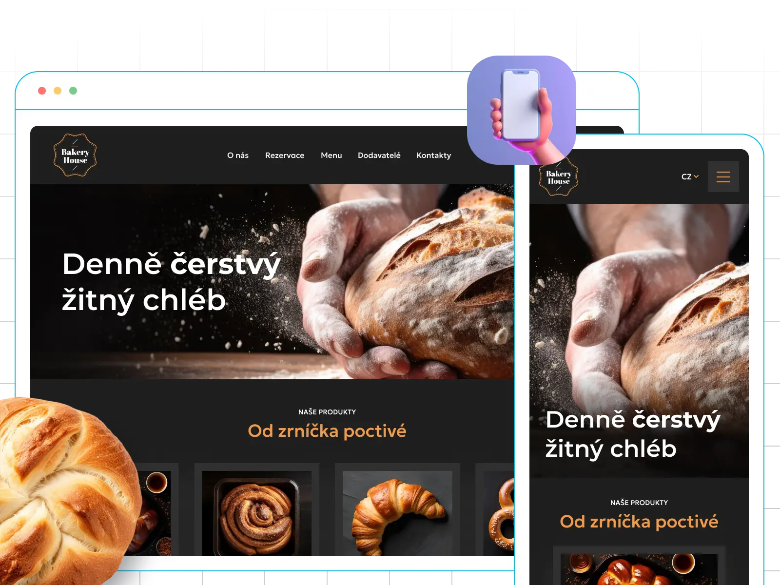 Responzivní web vytvořený pomocí AI